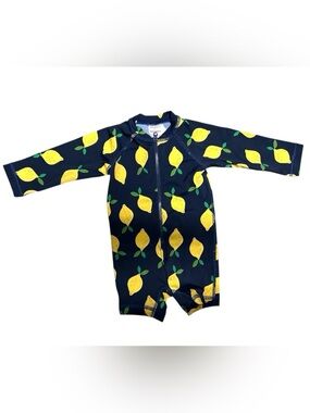 Hanna Andersen Long Sleeve Lemon Print Rashguard Swimsuit - 6-12 Mos